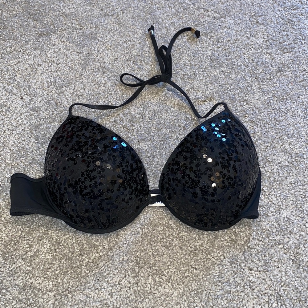 Black sequin bikini top